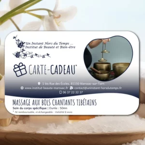 Carte-Cadeau Soins du Corps Spécifiques : Massage aux bols chantants Tibétains